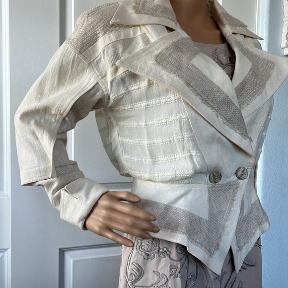 vtg 90s IIF $198 deadstock ivory cream AVANT GARDE blazer jacket S lined - Picture 10 of 13